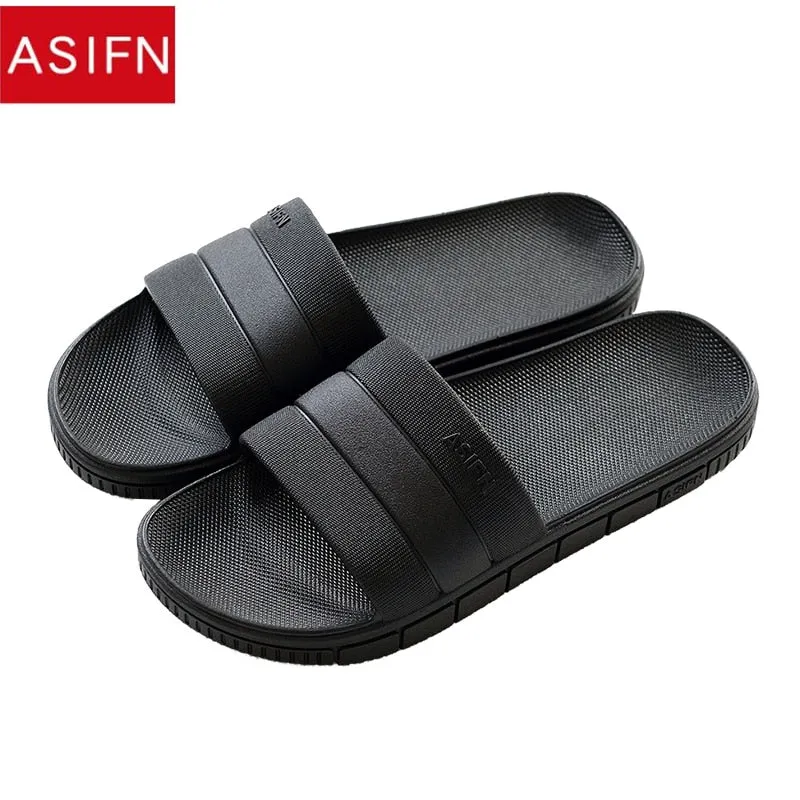 ASIFN Men's Slippers Bathroom Men Shoes Slipper Non-slip Women Loves Indoor Home Summer Flip Flops Soft Male Slides