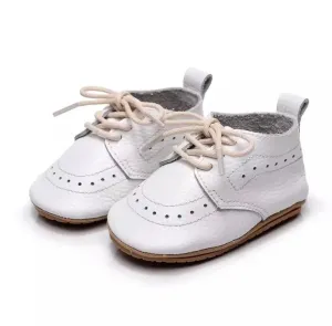 Baby Oxford Brogues - Handmade Genuine Leather Baby Shoes, White Leather