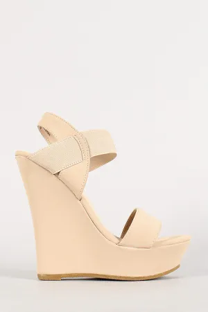 Bamboo Nubuck Open Toe Platform Wedge