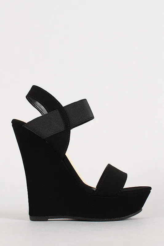 Bamboo Nubuck Open Toe Platform Wedge