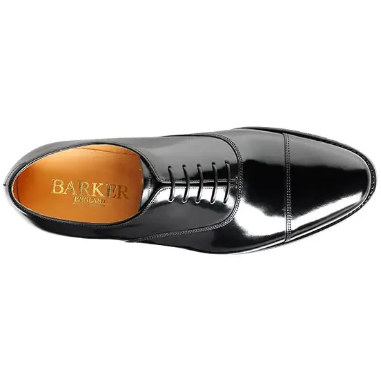 BARKER Cheltenham Shoes - Mens Oxford Style - Black Hi-Shine