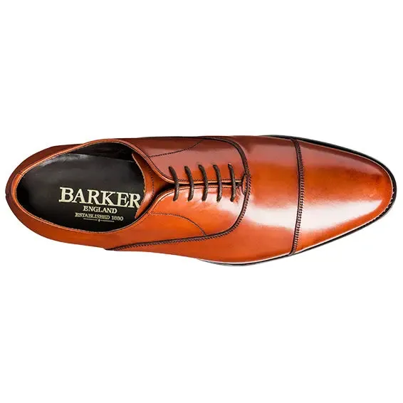 BARKER Duxford Shoes - Mens Oxford Toe Cap - Rosewood Calf