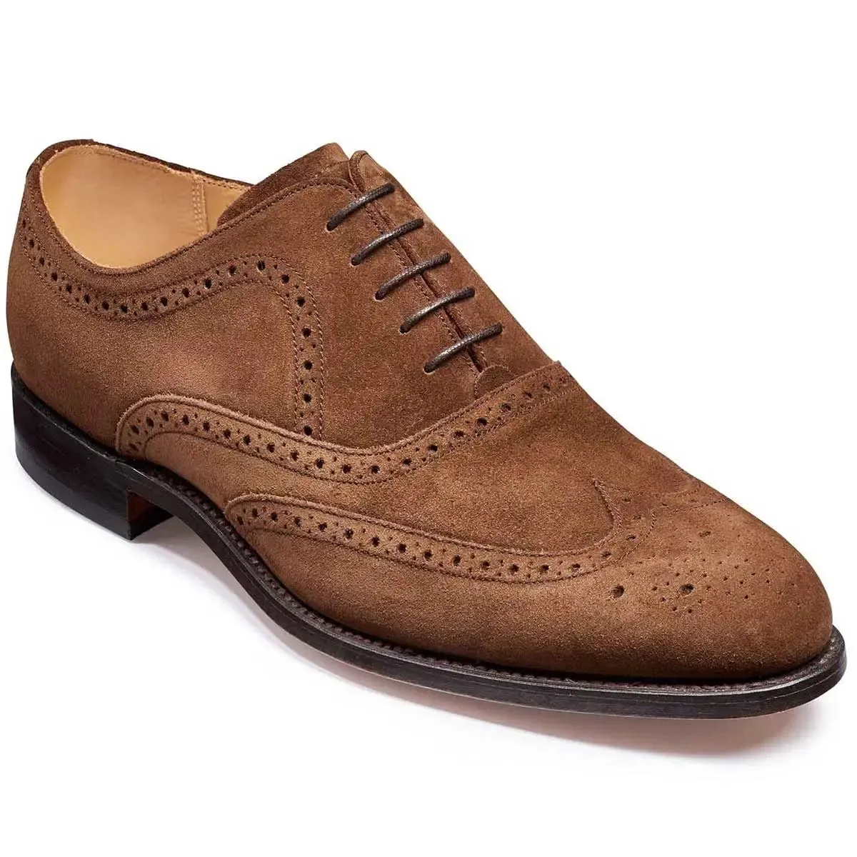 BARKER Hampstead Shoes - Mens Brogue Oxford - Castagnia Suede