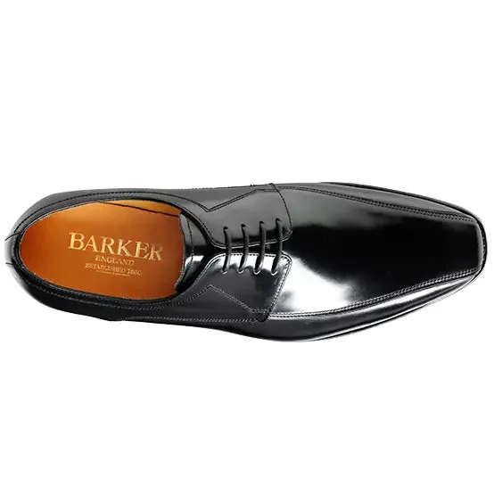 BARKER Newbury Shoes - Mens Derby Style - Black Hi-Shine