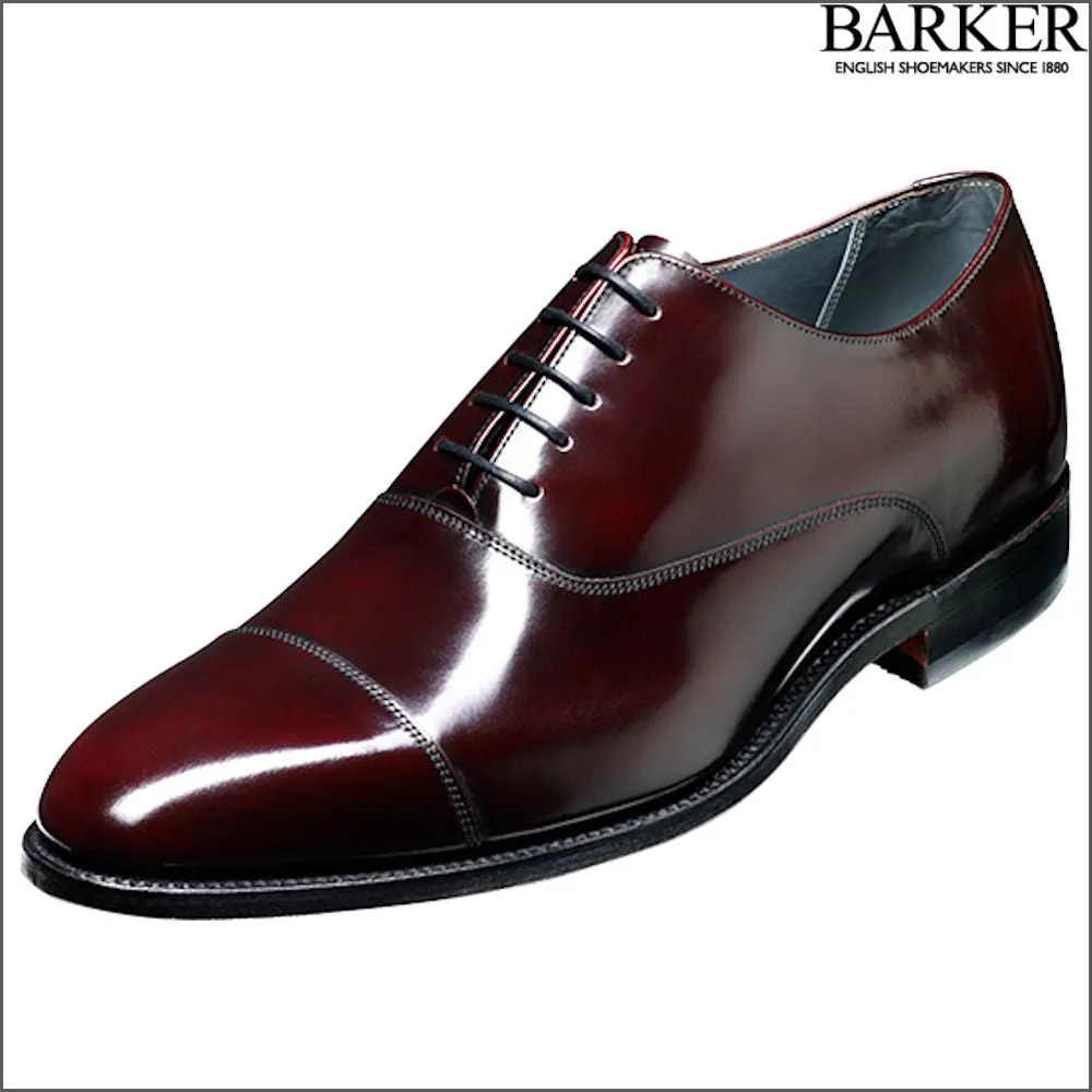 Barker Winsford Burgundy Polish Oxford Toe Cap--