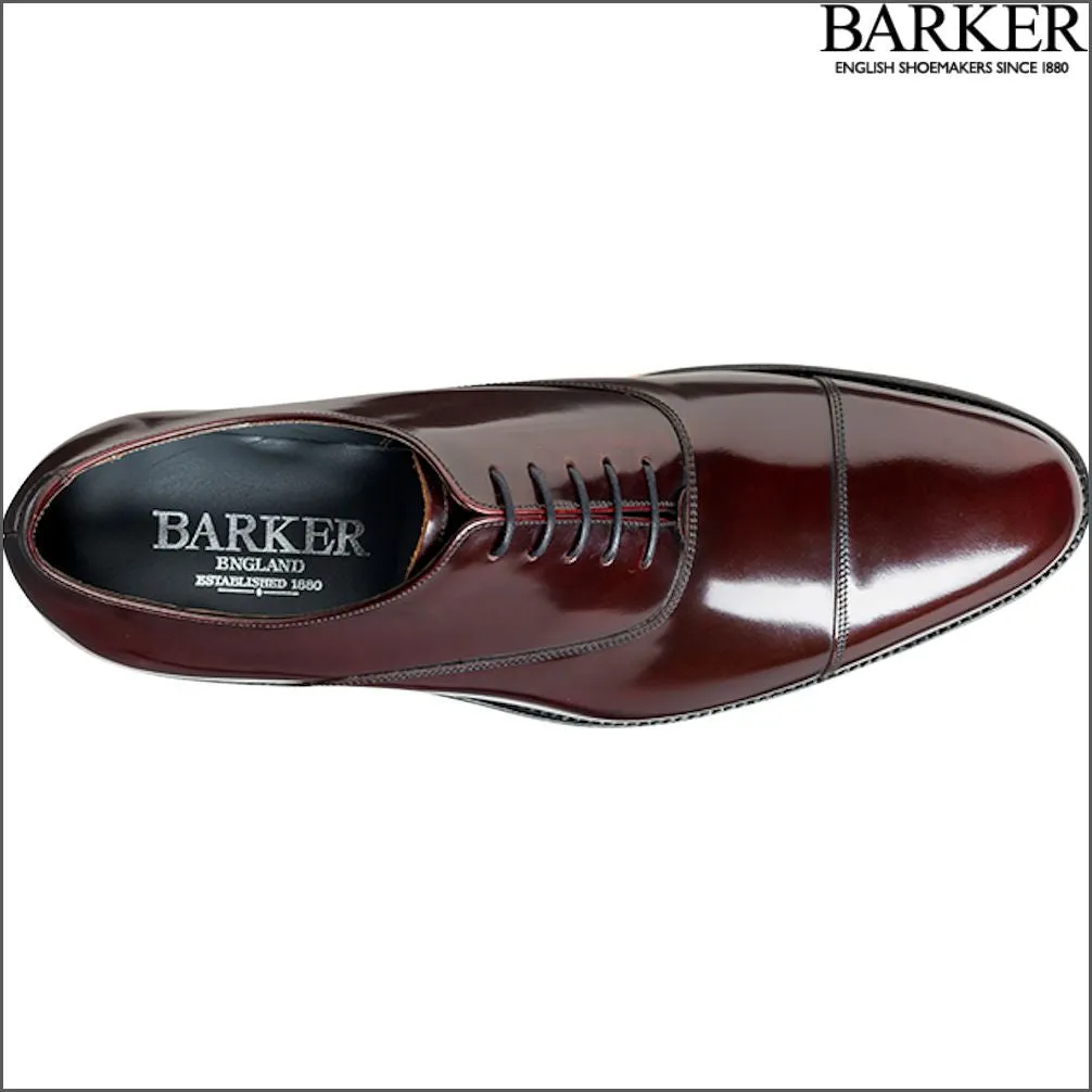 Barker Winsford Burgundy Polish Oxford Toe Cap--