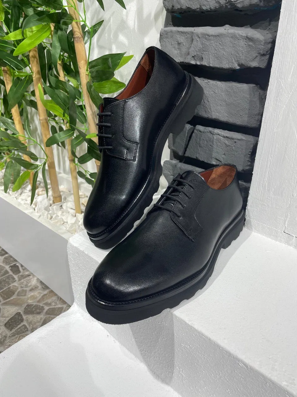 Brabion Belton Black Leather Shoes