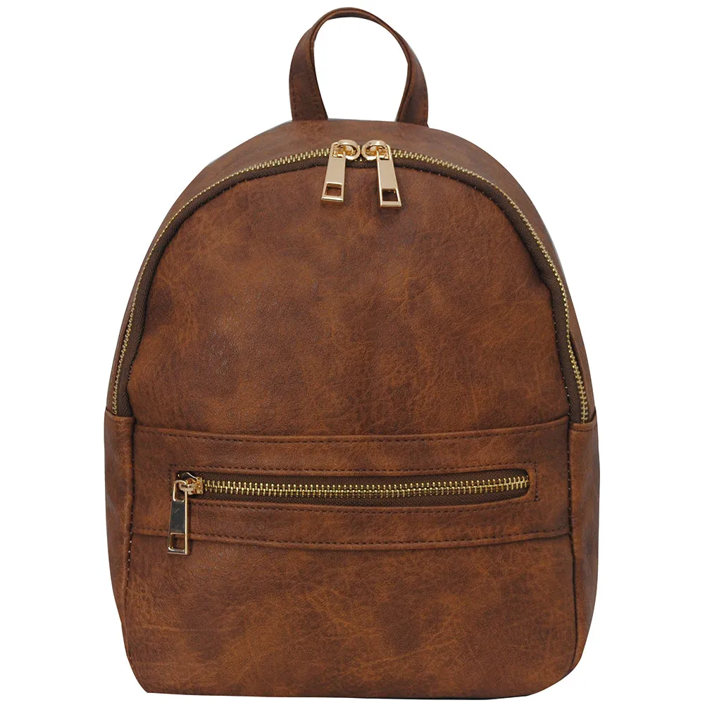 Brown NGIL Faux Leather Mini Backpack