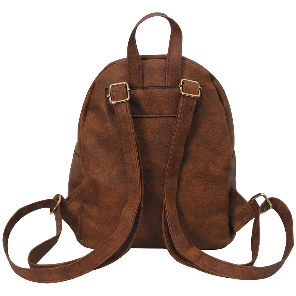 Brown NGIL Faux Leather Mini Backpack