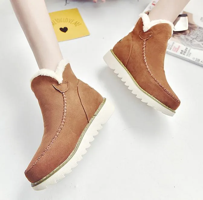 Casual Winter Solid Color Warm Snow Boots Shoes