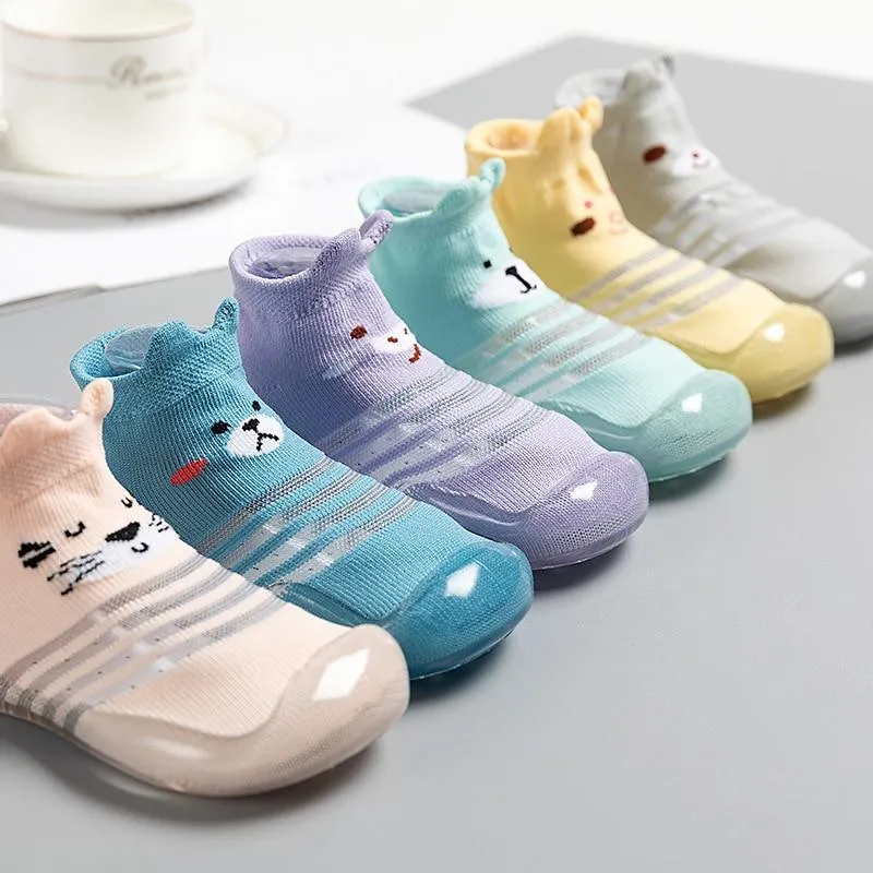 Children Cartoon Cotton Knitted Anti-slip Rubber Sole Indoor Sock Shoes