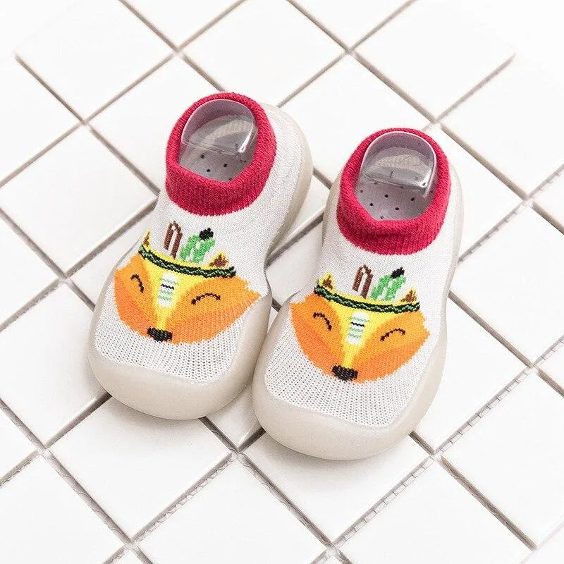 Children Cartoon Cotton Knitted Anti-slip Rubber Sole Indoor Sock Shoes