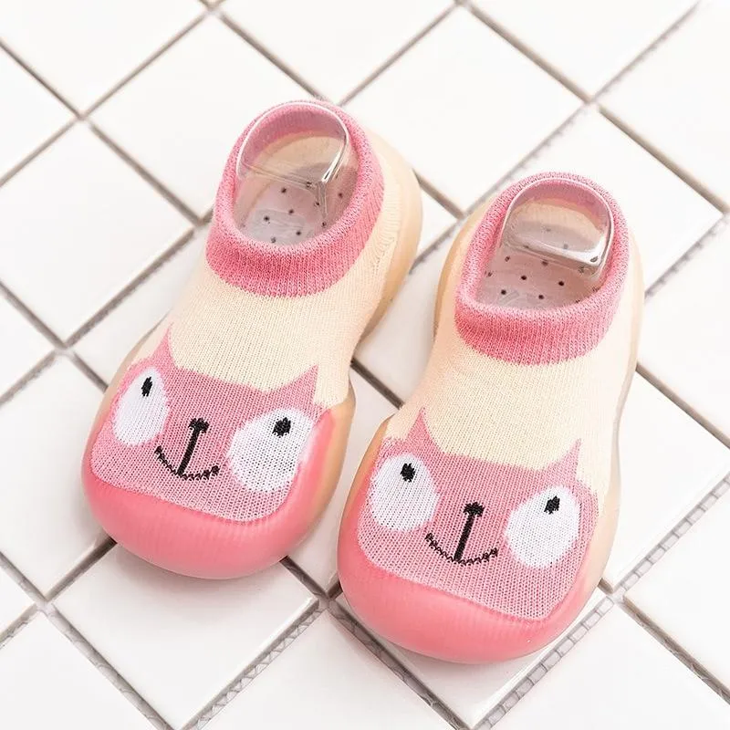 Children Cartoon Cotton Knitted Anti-slip Rubber Sole Indoor Sock Shoes