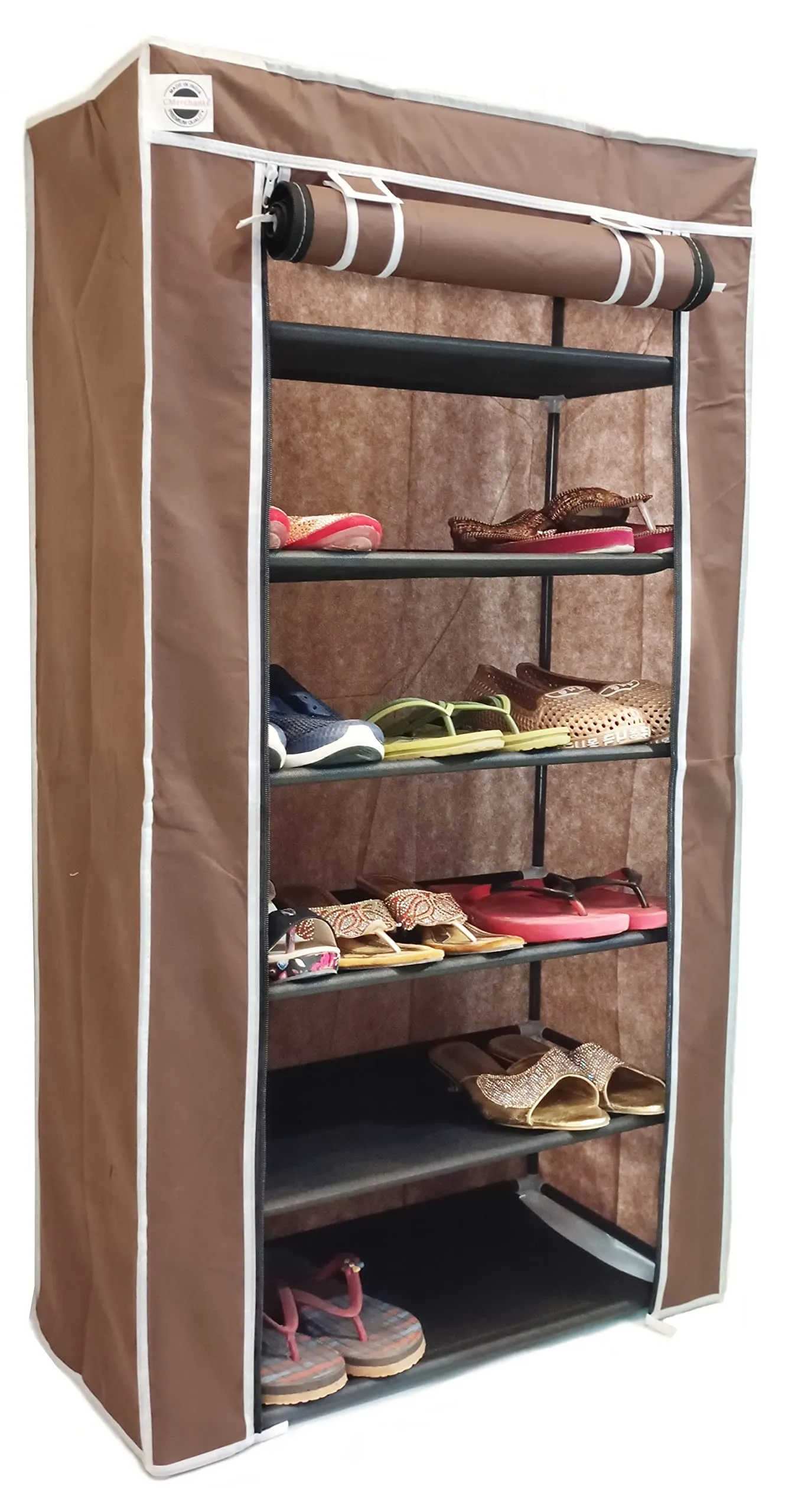 CMerchants Multipurpose Home Utility Portable Space Saving 6 Layer Shoe Rack Organizer Stand Brown