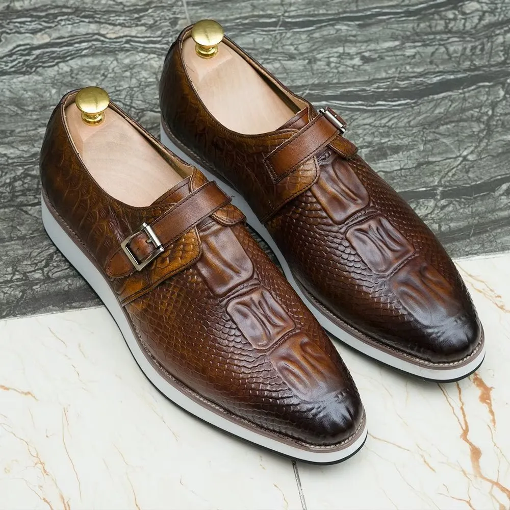 CrocoLuxe Sophisticated Monkstrap Dress Shoes