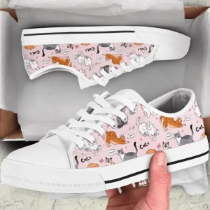 Cute Cat Low Top Shoes - Comfortable And Trendy Footwear, Cat Canvas Shoes