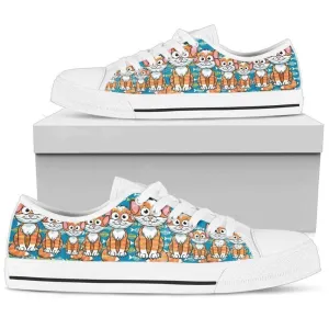 Cute Cat Women'S Low Top Shoe - Comfortable And Trendy Footwear, Cat Canvas Shoes