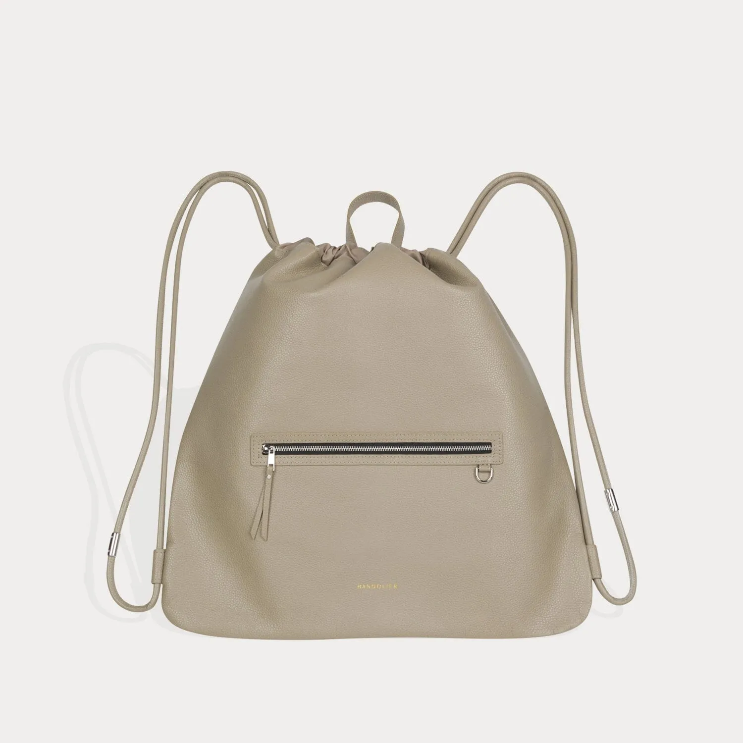 Drawstring Backpack - Greige/Silver