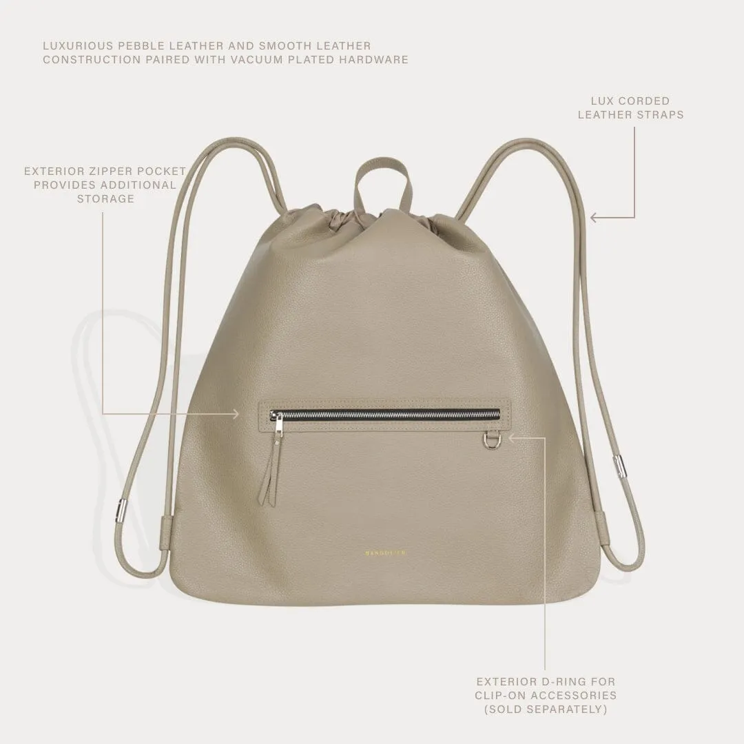 Drawstring Backpack - Greige/Silver