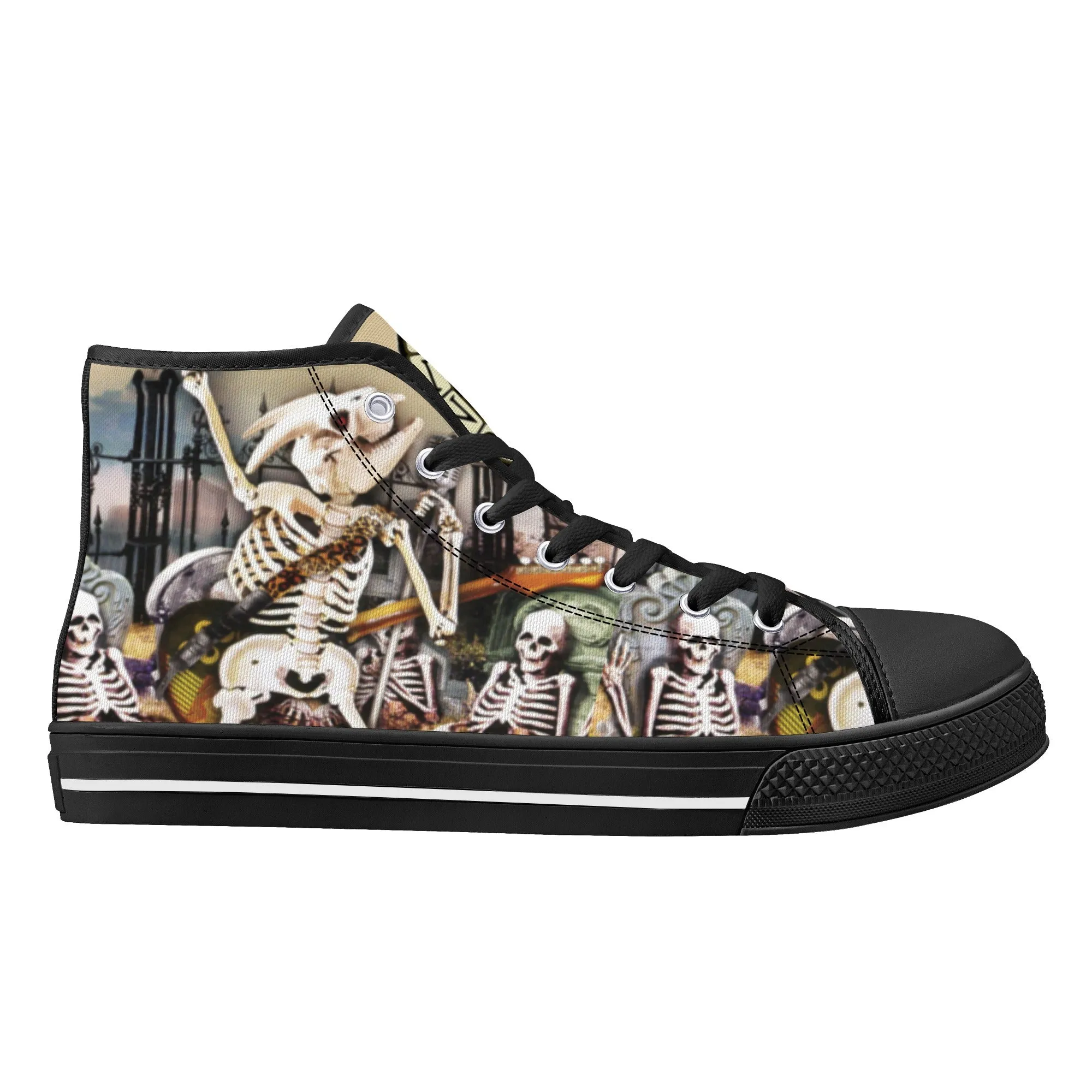 High Top Canvas Sneakers | Printed Tongue | Halloween themed Goth shoes | Spooky season Gift | Oingo Boingo style