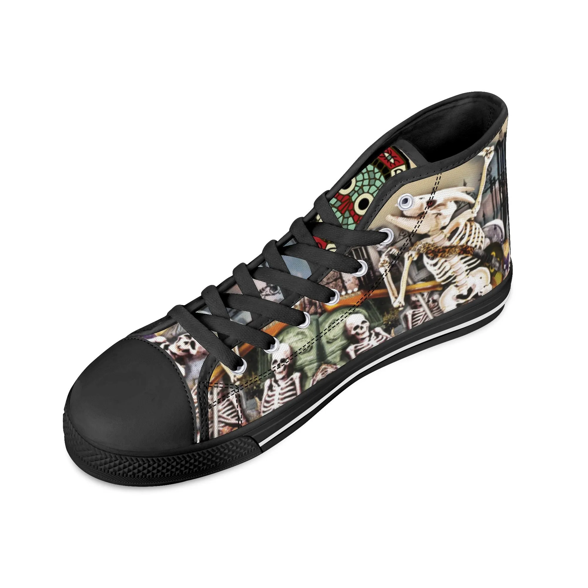 High Top Canvas Sneakers | Printed Tongue | Halloween themed Goth shoes | Spooky season Gift | Oingo Boingo style