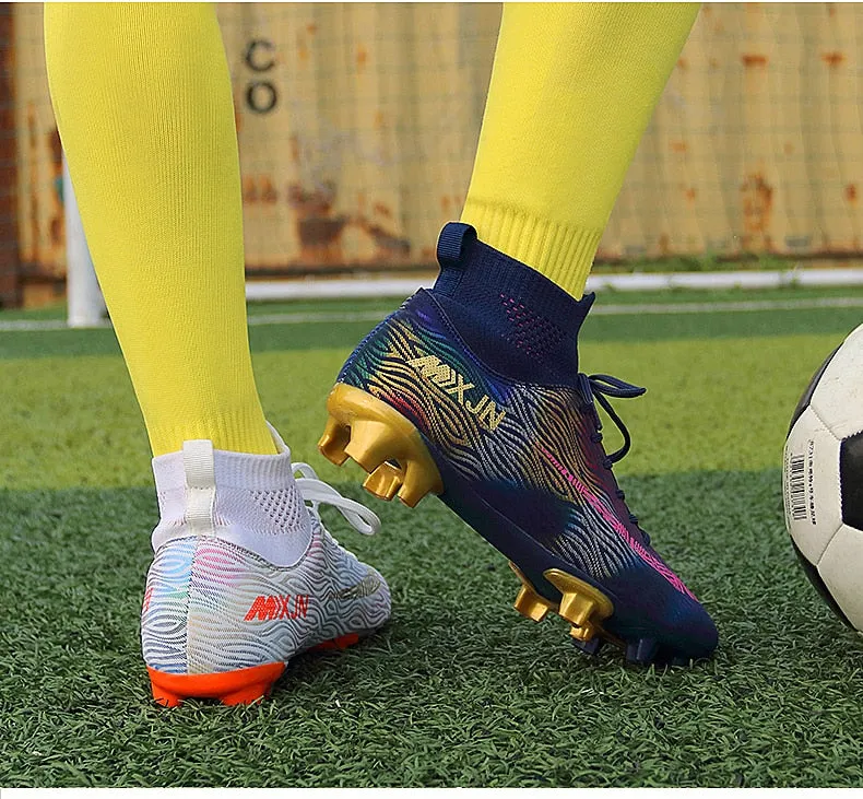 Indoor Soccer Shoes Men Women Kids High Top  Breathable Nonslip Soccer Cleats Shoes Turf Futsal Training Football Boots