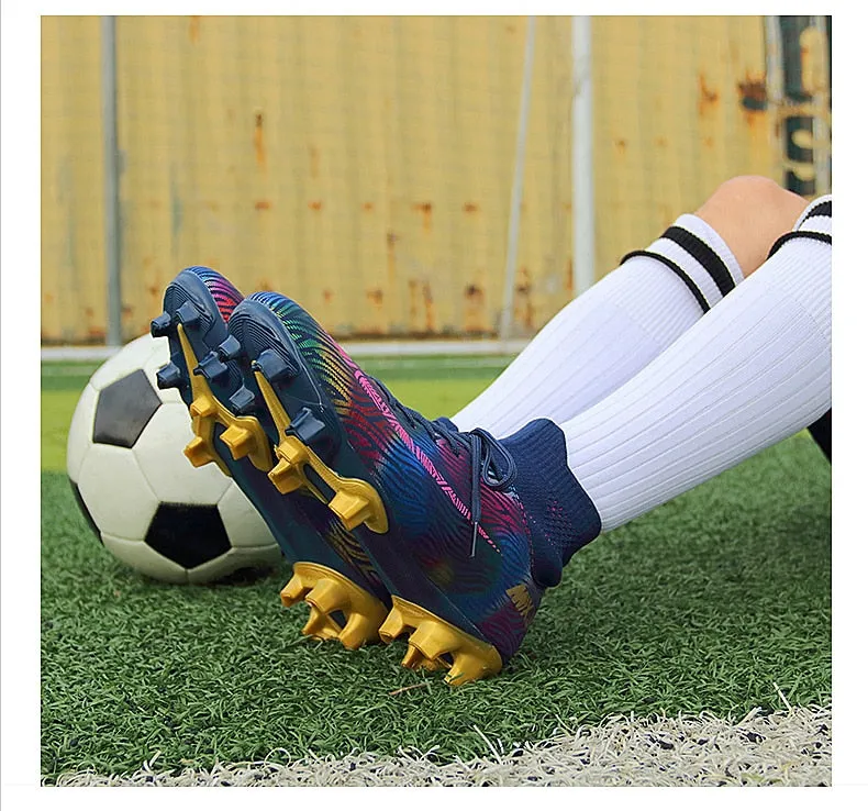 Indoor Soccer Shoes Men Women Kids High Top  Breathable Nonslip Soccer Cleats Shoes Turf Futsal Training Football Boots