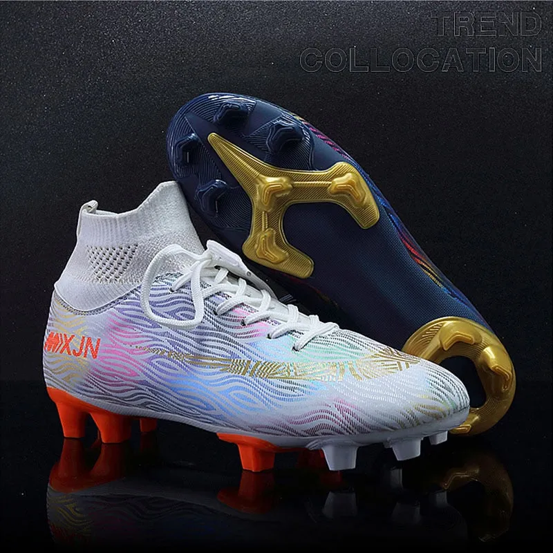 Indoor Soccer Shoes Men Women Kids High Top  Breathable Nonslip Soccer Cleats Shoes Turf Futsal Training Football Boots