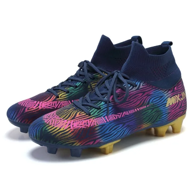 Indoor Soccer Shoes Men Women Kids High Top  Breathable Nonslip Soccer Cleats Shoes Turf Futsal Training Football Boots