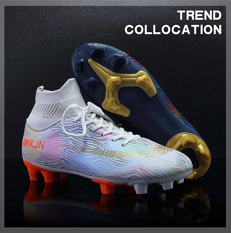 Indoor Soccer Shoes Men Women Kids High Top  Breathable Nonslip Soccer Cleats Shoes Turf Futsal Training Football Boots