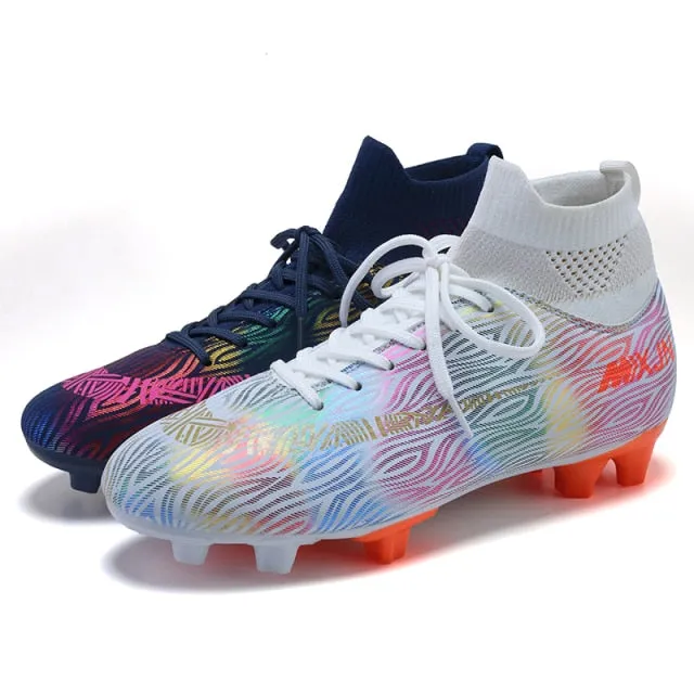 Indoor Soccer Shoes Men Women Kids High Top  Breathable Nonslip Soccer Cleats Shoes Turf Futsal Training Football Boots