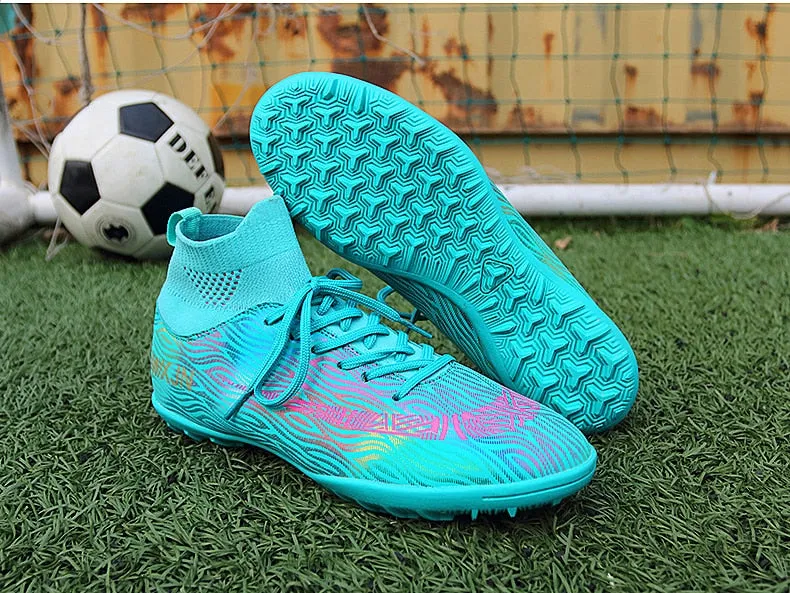 Indoor Soccer Shoes Men Women Kids High Top  Breathable Nonslip Soccer Cleats Shoes Turf Futsal Training Football Boots