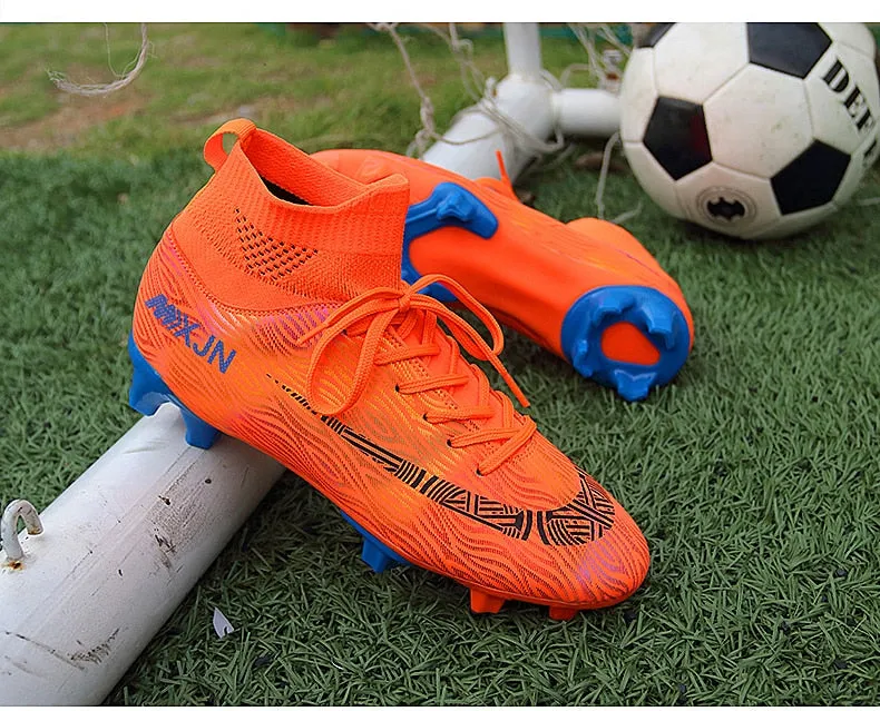 Indoor Soccer Shoes Men Women Kids High Top  Breathable Nonslip Soccer Cleats Shoes Turf Futsal Training Football Boots