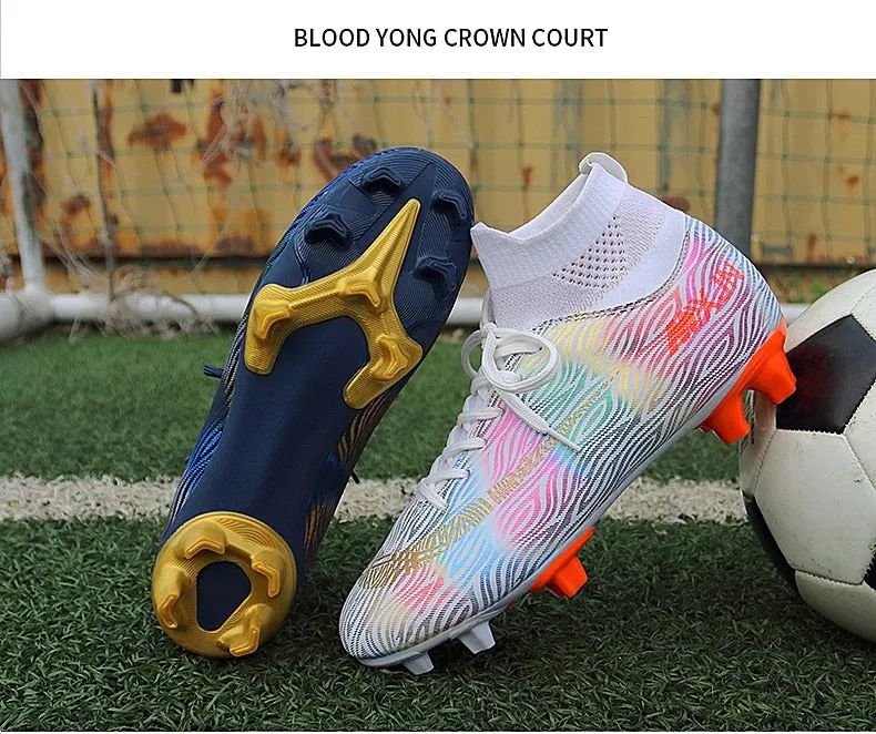 Indoor Soccer Shoes Men Women Kids High Top  Breathable Nonslip Soccer Cleats Shoes Turf Futsal Training Football Boots