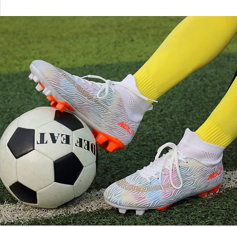 Indoor Soccer Shoes Men Women Kids High Top  Breathable Nonslip Soccer Cleats Shoes Turf Futsal Training Football Boots