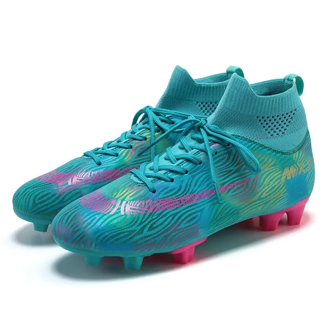 Indoor Soccer Shoes Men Women Kids High Top  Breathable Nonslip Soccer Cleats Shoes Turf Futsal Training Football Boots