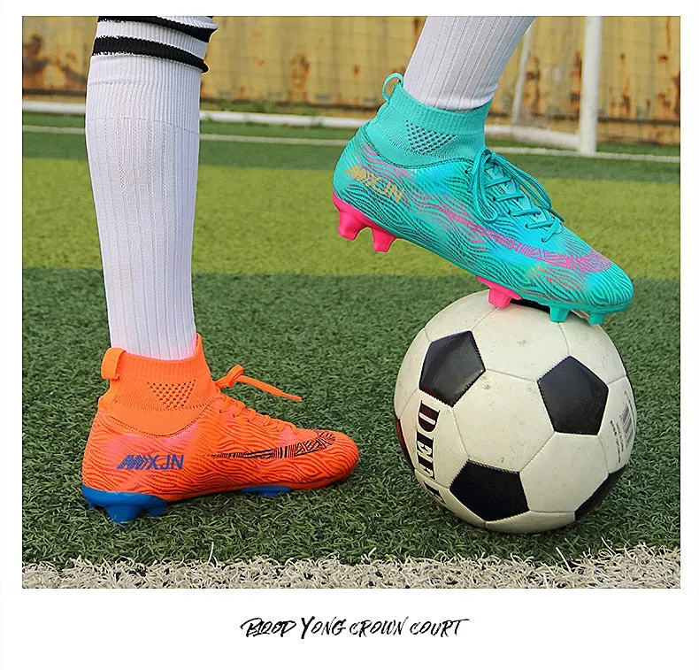 Indoor Soccer Shoes Men Women Kids High Top  Breathable Nonslip Soccer Cleats Shoes Turf Futsal Training Football Boots