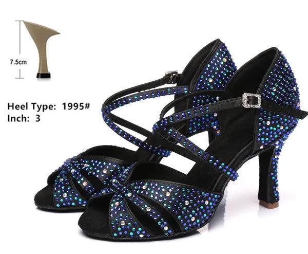 #L0001 Latin Rhinestone Salsa Glitter Ballroom Shoes