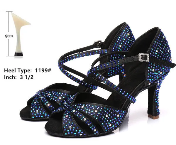 #L0001 Latin Rhinestone Salsa Glitter Ballroom Shoes