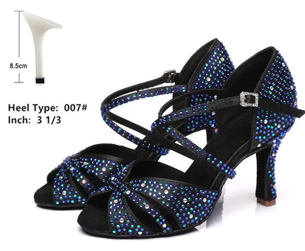 #L0001 Latin Rhinestone Salsa Glitter Ballroom Shoes