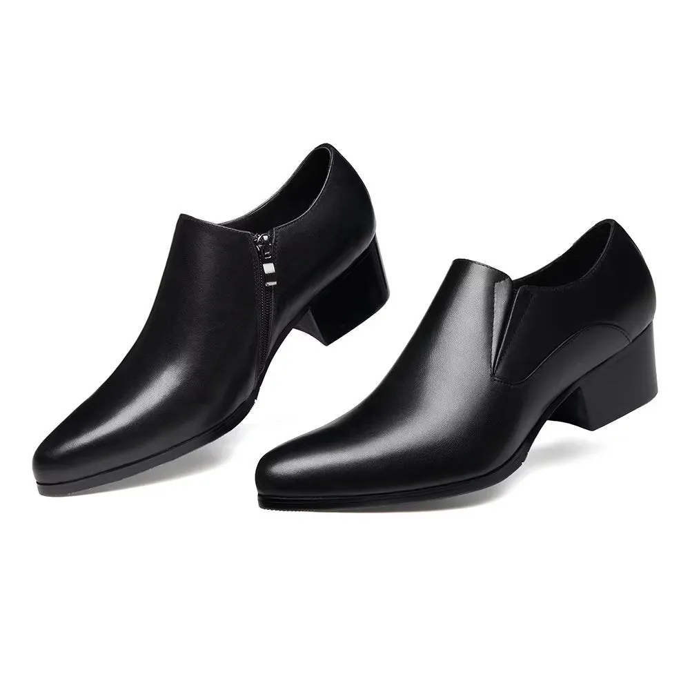 LeatherLuxe Chic Pointed Toe Slip-on Dress Shoes