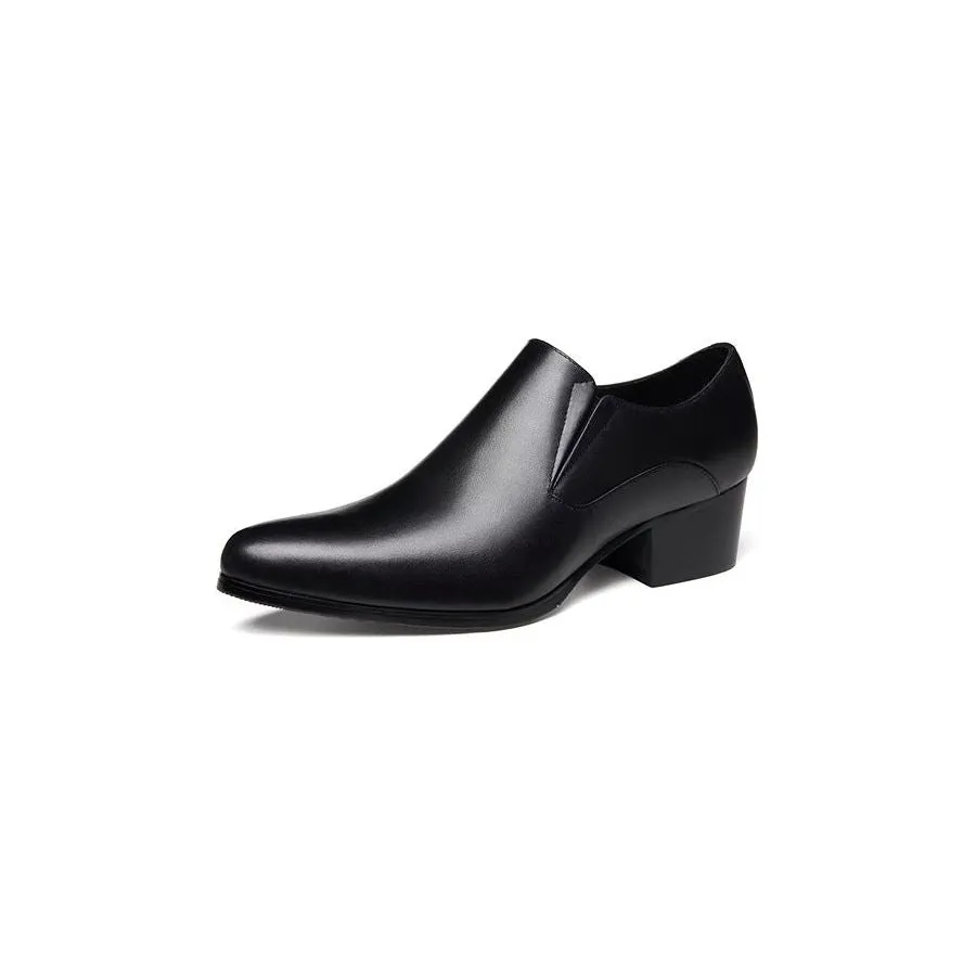 LeatherLuxe Chic Pointed Toe Slip-on Dress Shoes