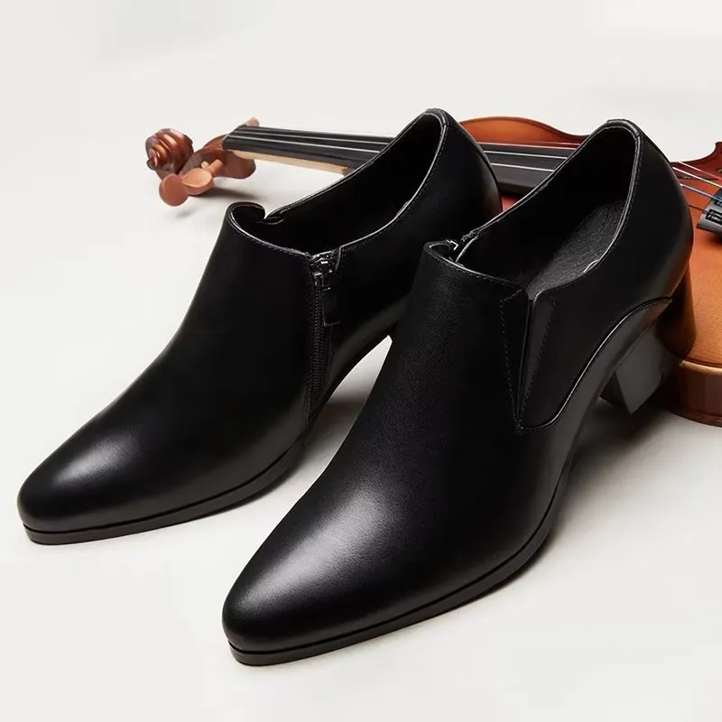 LeatherLuxe Chic Pointed Toe Slip-on Dress Shoes