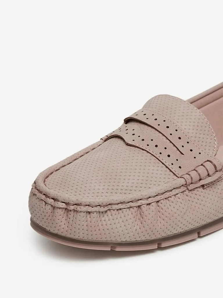 LUNA BLU Pink Perforated Design Loafers