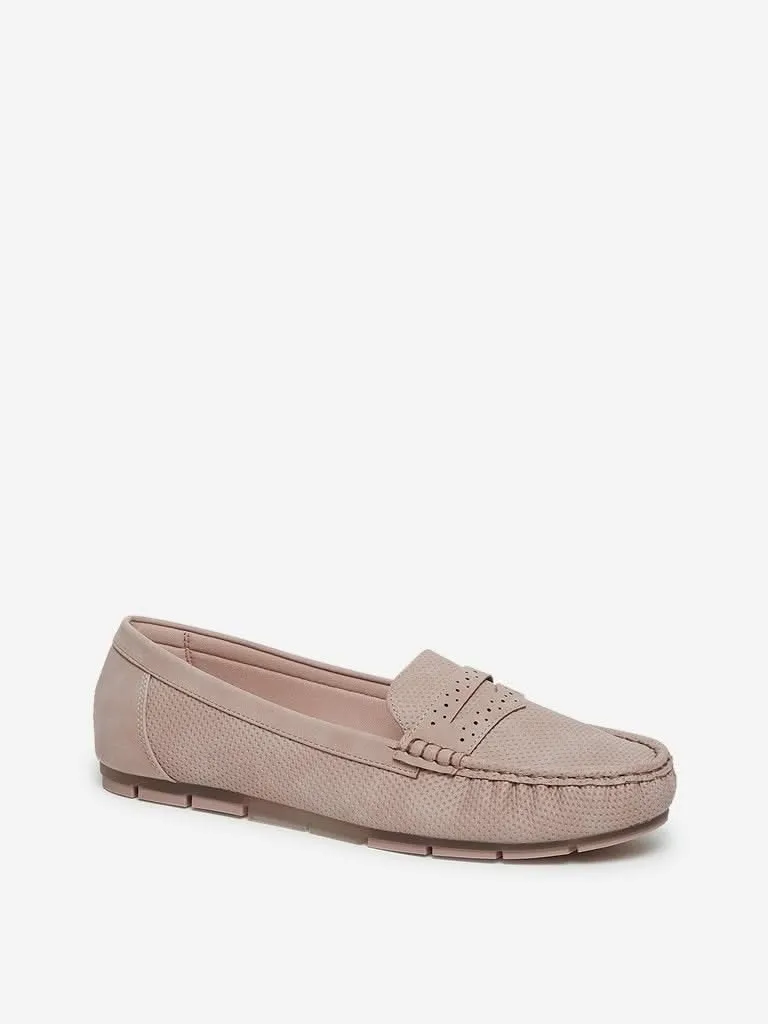 LUNA BLU Pink Perforated Design Loafers