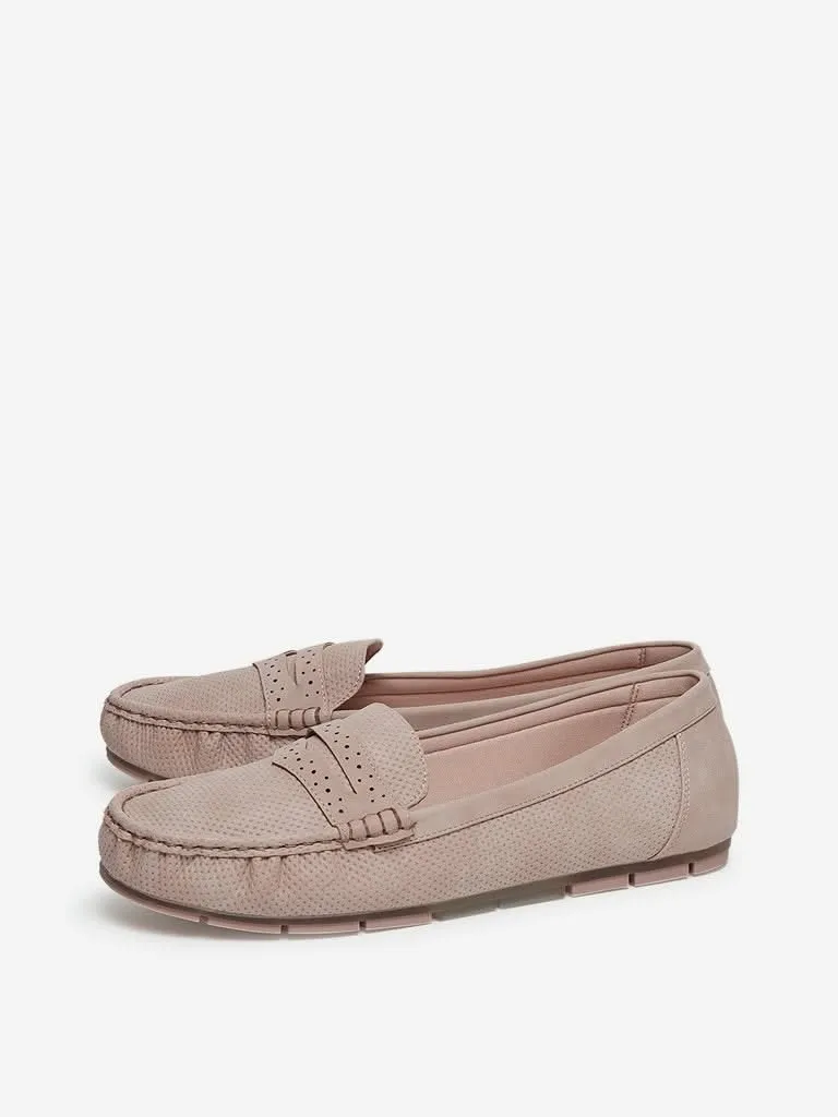 LUNA BLU Pink Perforated Design Loafers