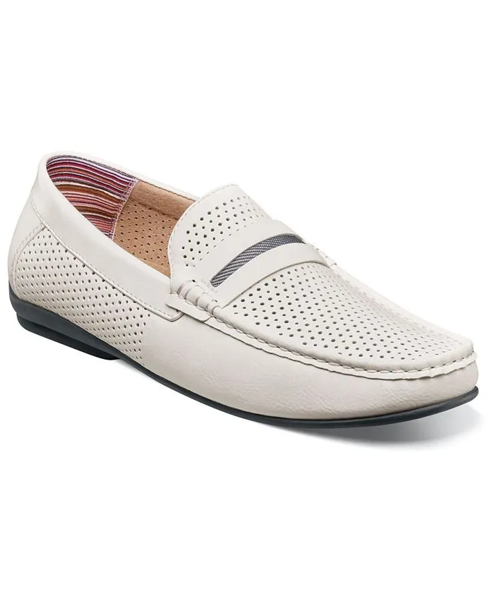 Men's Corby Moccasin Toe Saddle Stacy Adams Slip-on Loafers, White