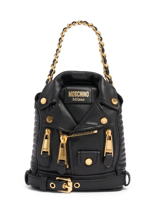 Moschino   Biker nappa leather backpack 