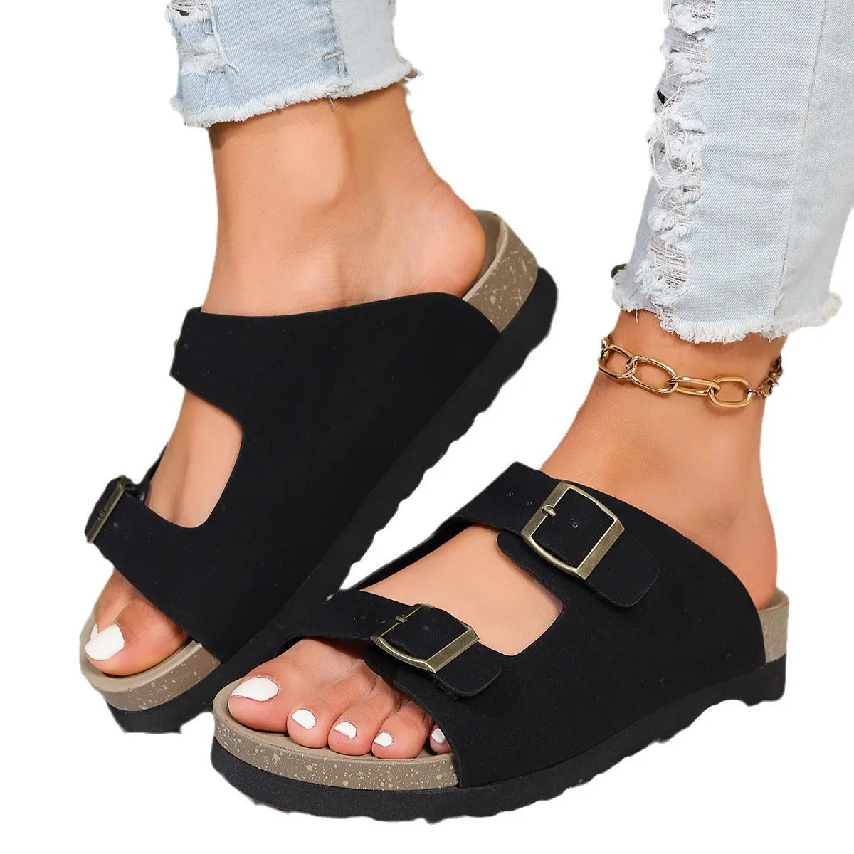 Soft Sole Thick Sole Retro Buckle Versatile Summer 2024 Casual Shoes