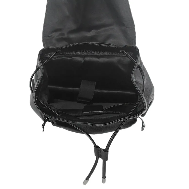 Unisex cowhide leather backpack Flap design